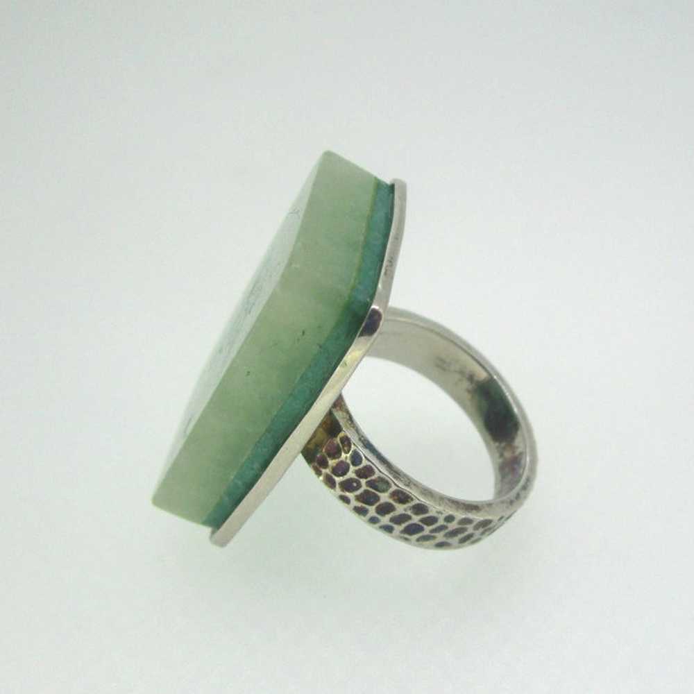 Sterling Silver Jadeite Chinese Symbol Ring Size … - image 6