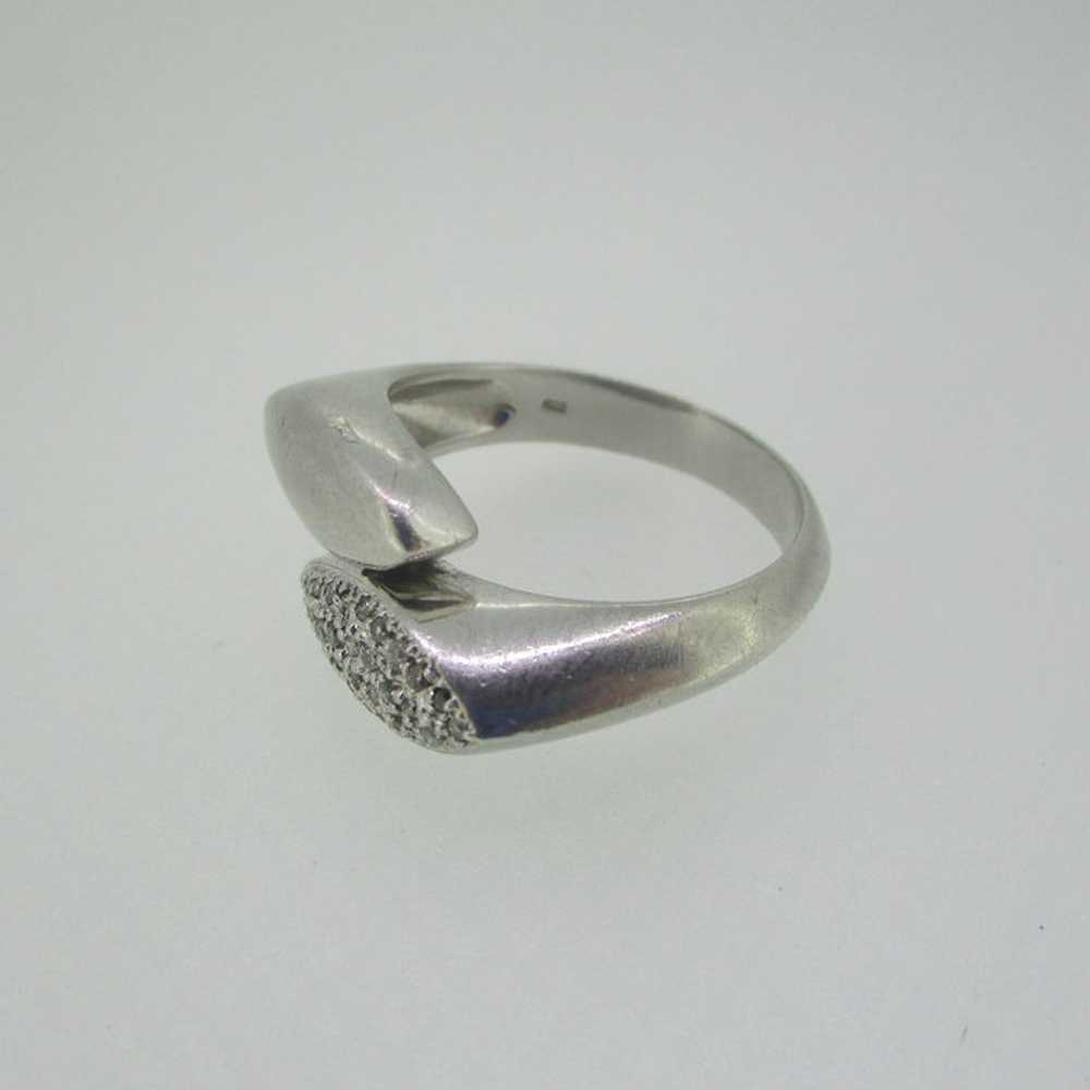 Sterling Silver Diamond Over Lap Ring Size 8 1/4 - image 2