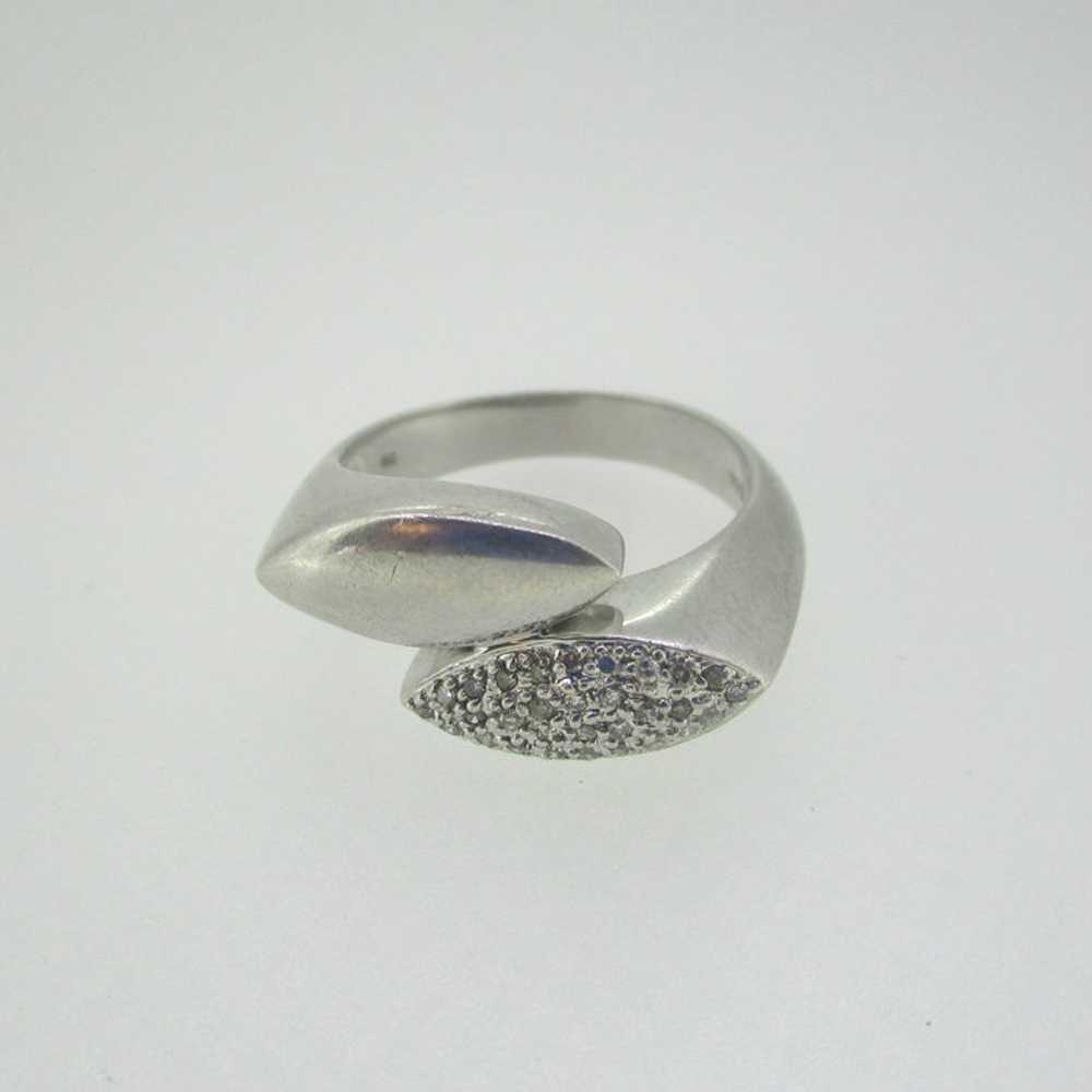 Sterling Silver Diamond Over Lap Ring Size 8 1/4 - image 3