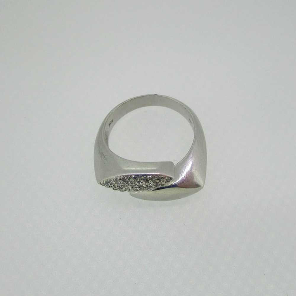 Sterling Silver Diamond Over Lap Ring Size 8 1/4 - image 4