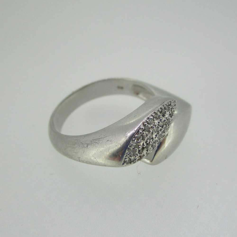 Sterling Silver Diamond Over Lap Ring Size 8 1/4 - image 5