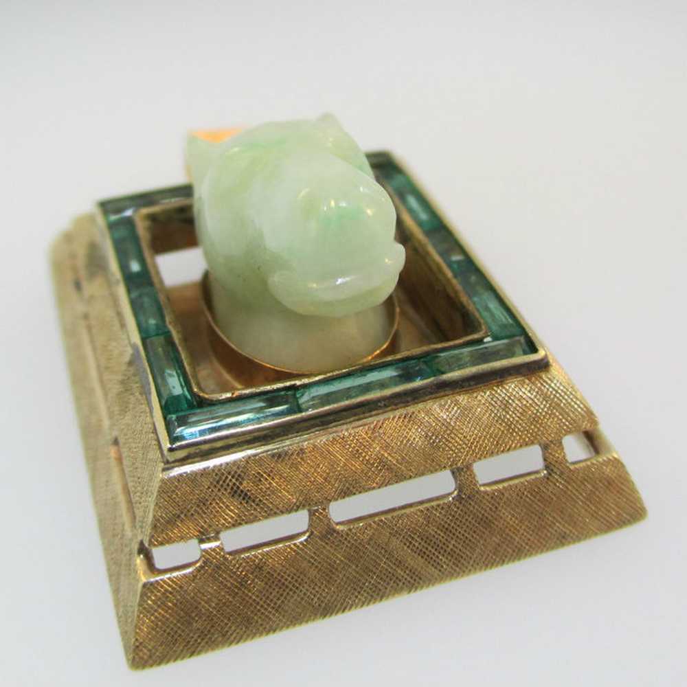 14k Yellow Gold Vintage Antique Jade Carved Horse… - image 4