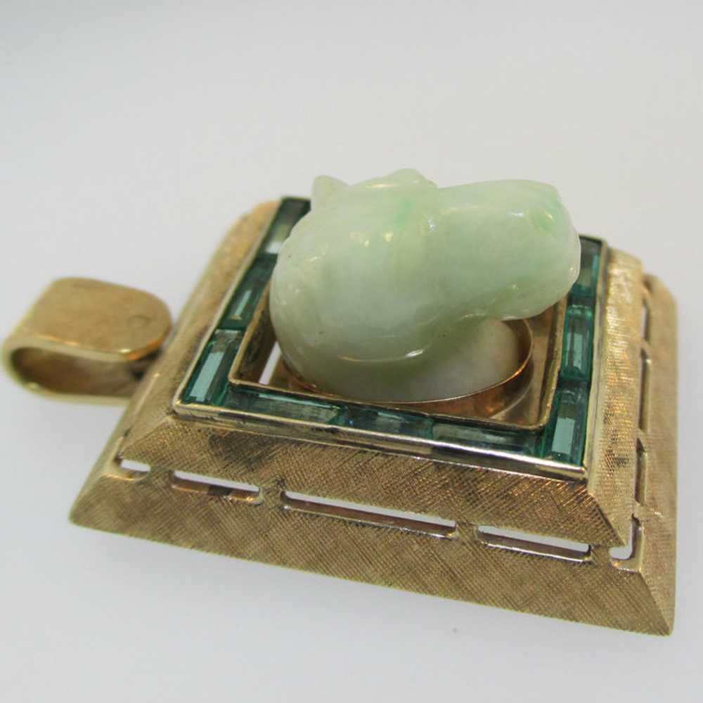 14k Yellow Gold Vintage Antique Jade Carved Horse… - image 5