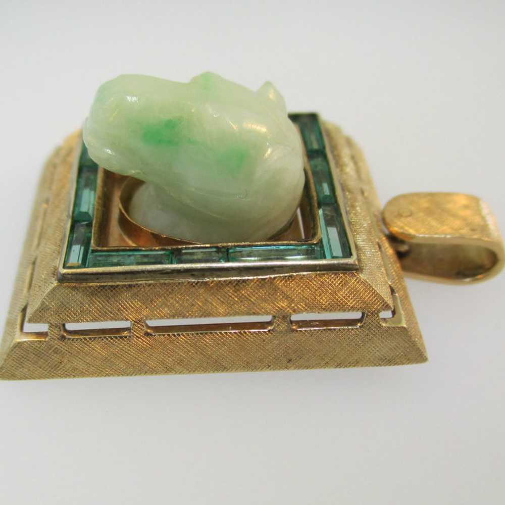 14k Yellow Gold Vintage Antique Jade Carved Horse… - image 8