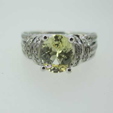 14k White Gold 1.58ct Yellow Sapphire Ring with .… - image 1