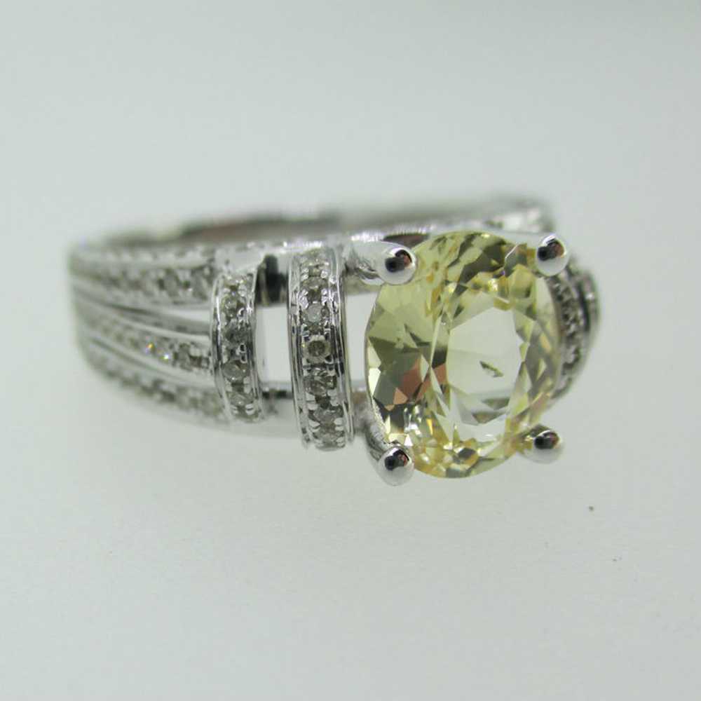 14k White Gold 1.58ct Yellow Sapphire Ring with .… - image 5