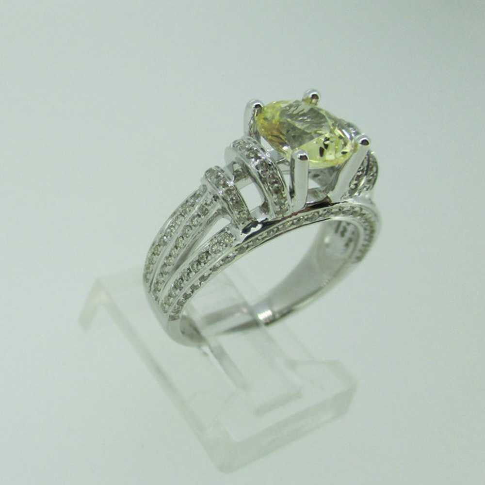 14k White Gold 1.58ct Yellow Sapphire Ring with .… - image 6
