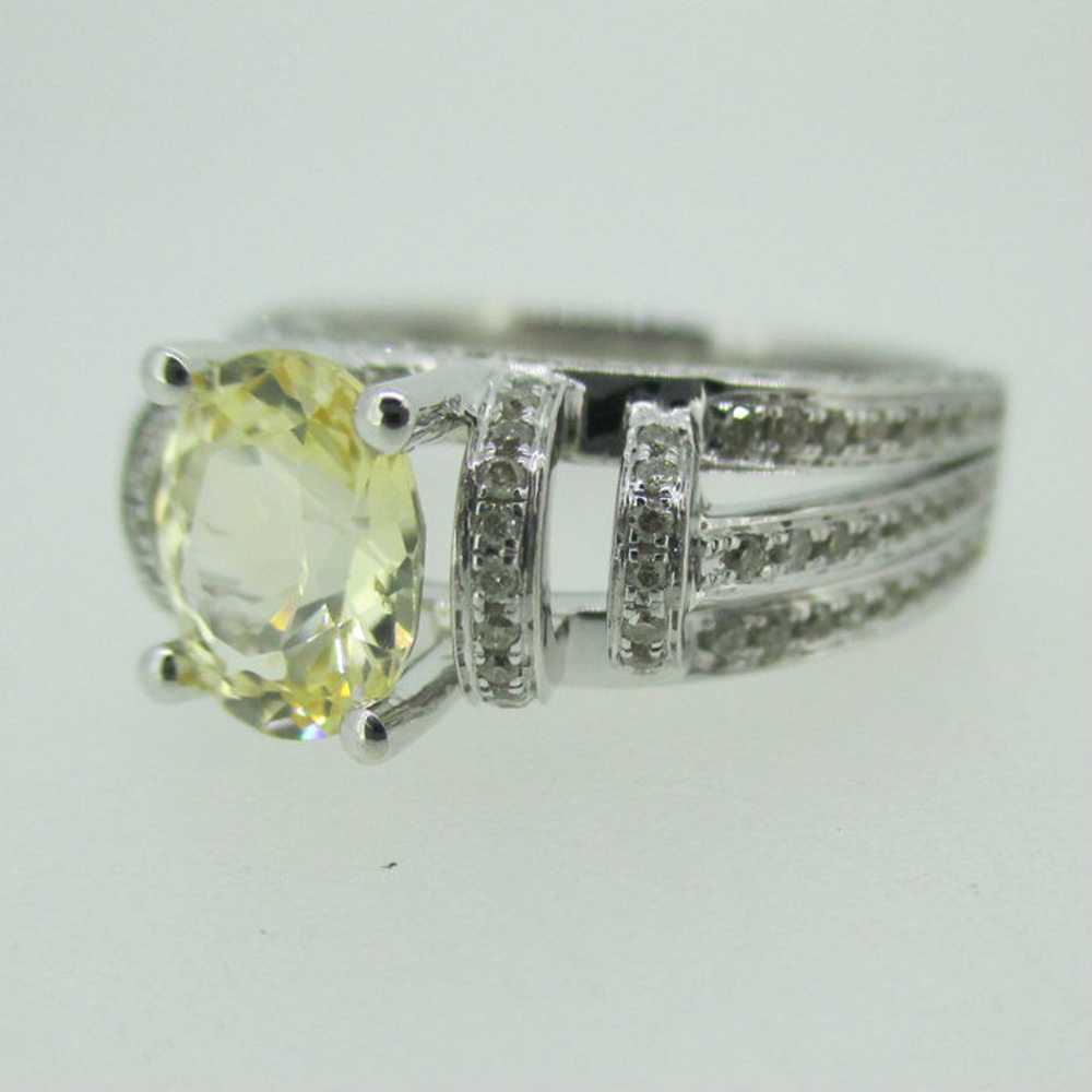 14k White Gold 1.58ct Yellow Sapphire Ring with .… - image 9