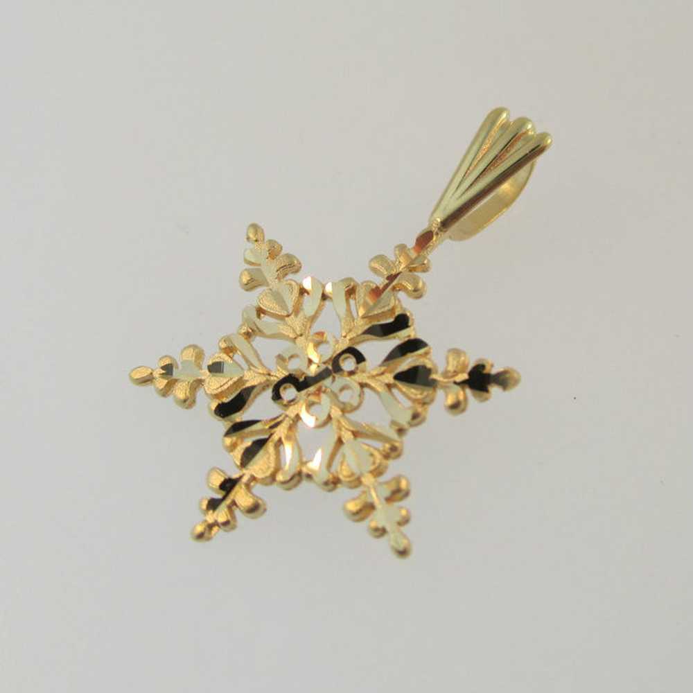 14k Yellow Gold Snow Flake Pendant - image 2