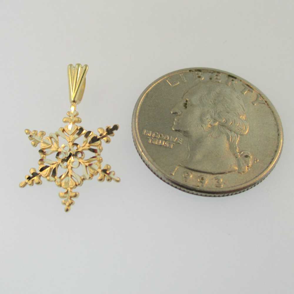 14k Yellow Gold Snow Flake Pendant - image 5