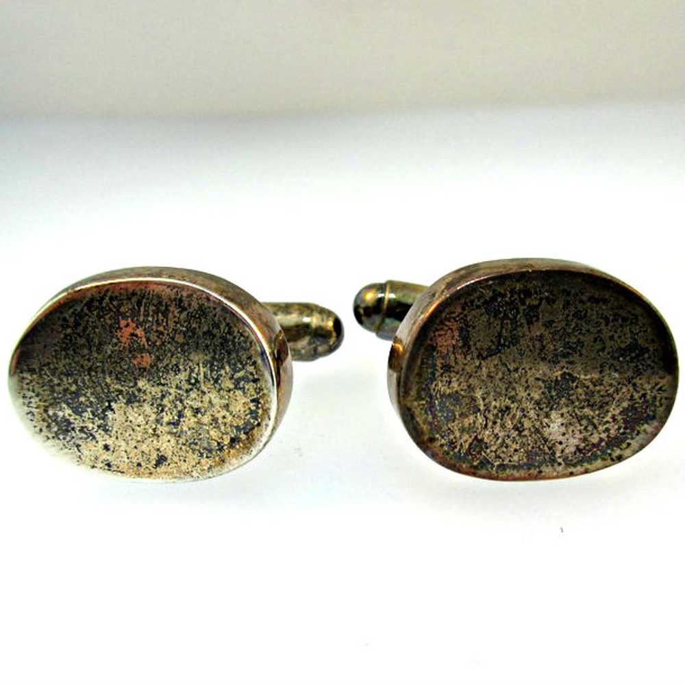 Round Sterling Silver Cufflinks - image 1