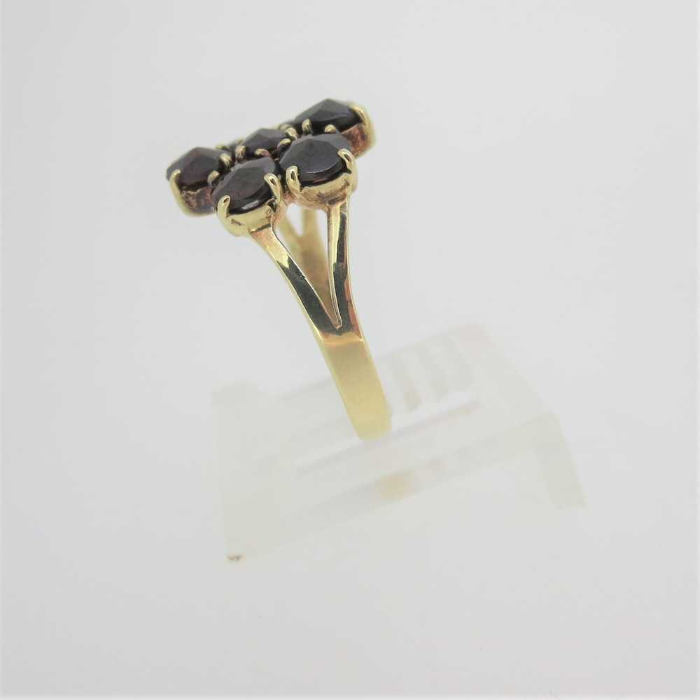 Vintage 8k Yellow Gold Rose Cut Czech Garnet Clus… - image 2