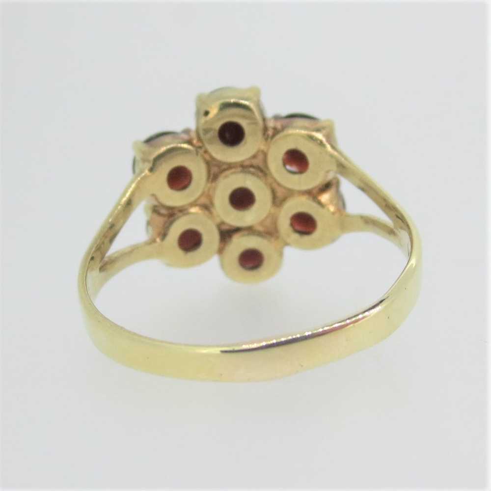 Vintage 8k Yellow Gold Rose Cut Czech Garnet Clus… - image 5