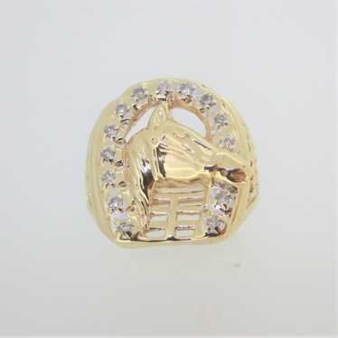 Horse head ring 14k - Gem