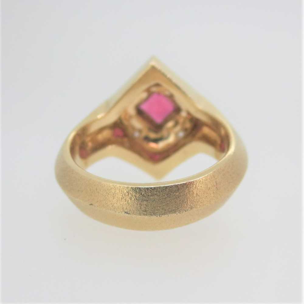 14k Yellow Gold Designer Signed Rhodolite Garnet … - image 5