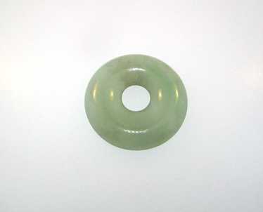 Chinese Round Light Green Jade Carved Loop Ring C… - image 1