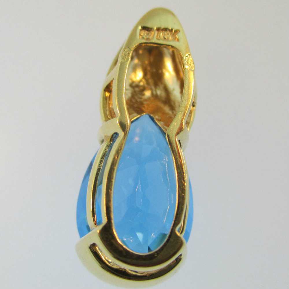 18k Yellow Gold Blue Topaz Pendant - image 4