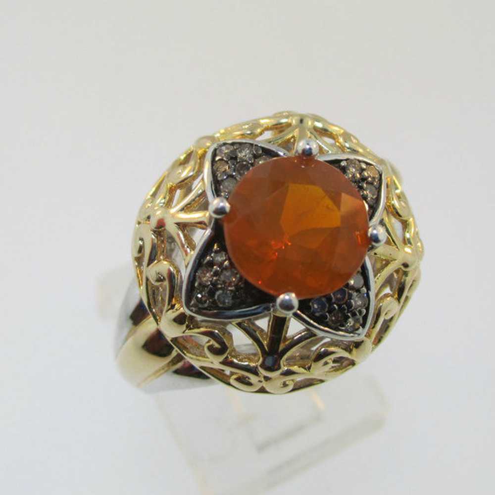 Sterling Silver Orange Fire Opal Round Cut Filigr… - image 4
