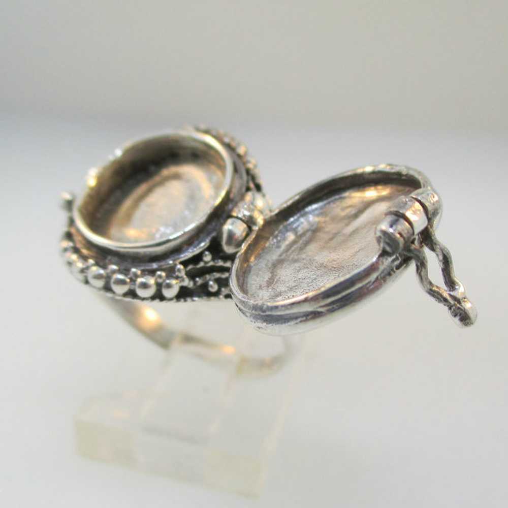 Sterling Silver Marcasite Pill Box Ring or Poison… - image 2