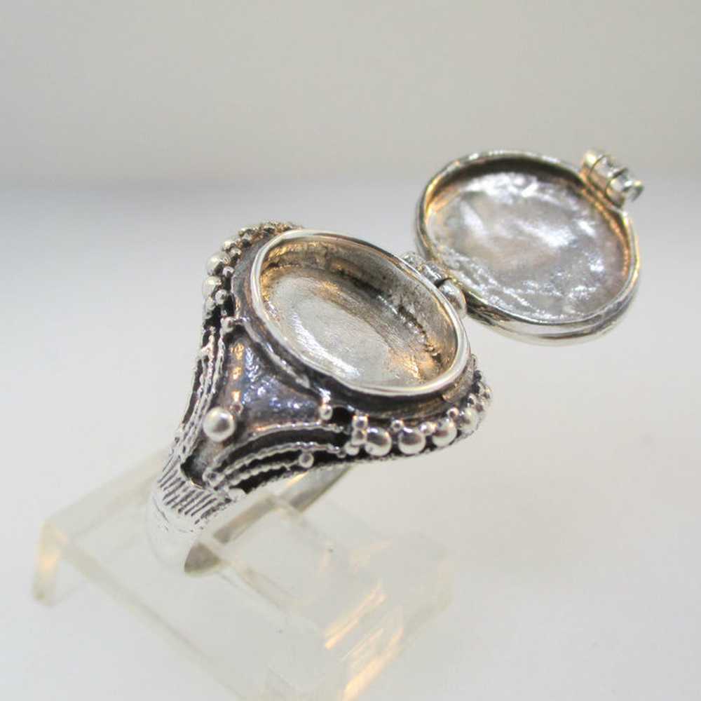 Sterling Silver Marcasite Pill Box Ring or Poison… - image 5