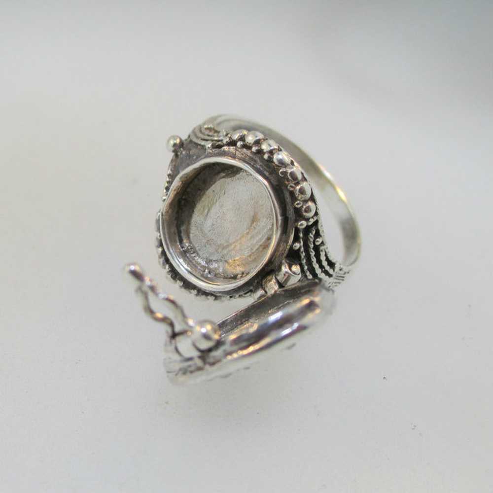 Sterling Silver Marcasite Pill Box Ring or Poison… - image 8
