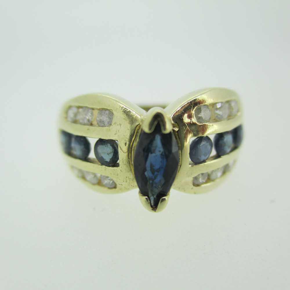 10k Yellow Gold Marquise Cut Sapphire and Diamond… - image 1