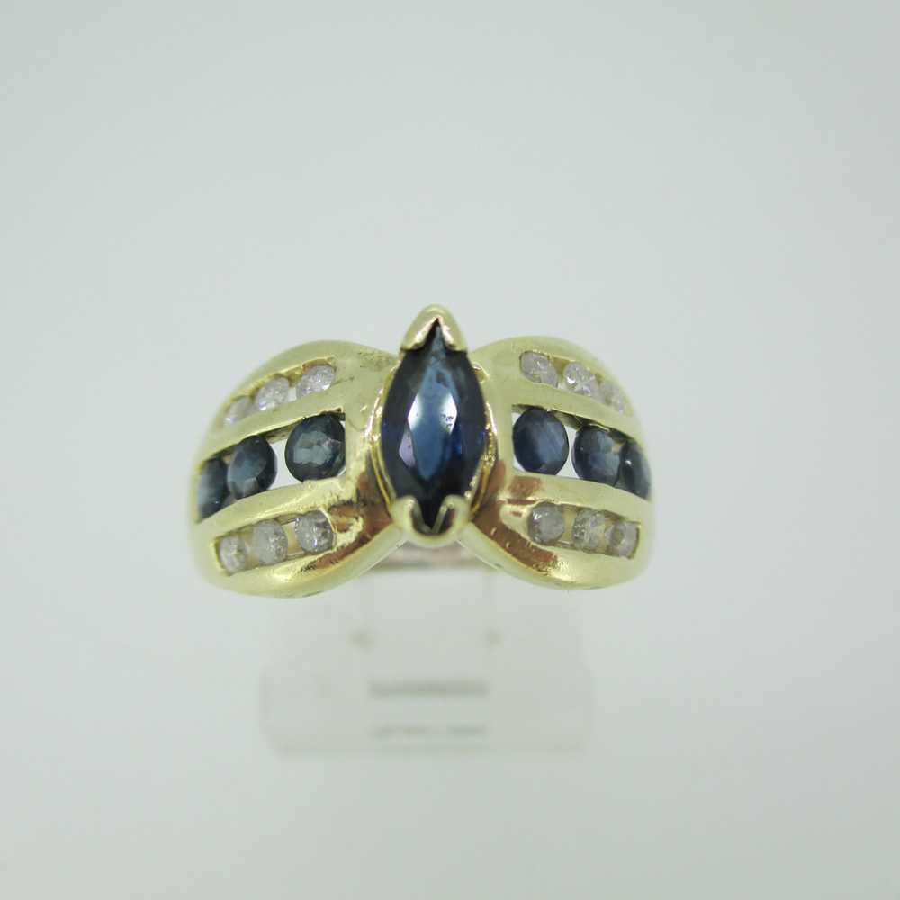 10k Yellow Gold Marquise Cut Sapphire and Diamond… - image 2