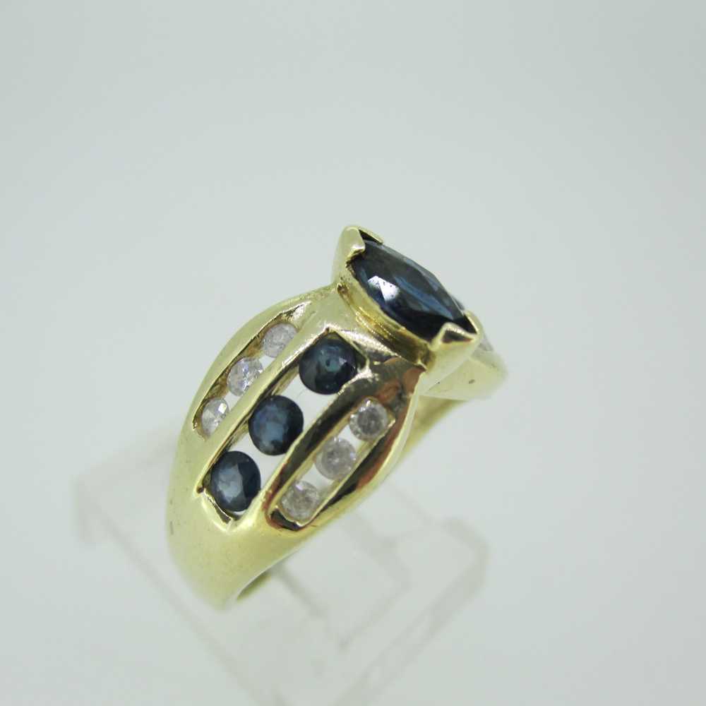 10k Yellow Gold Marquise Cut Sapphire and Diamond… - image 4