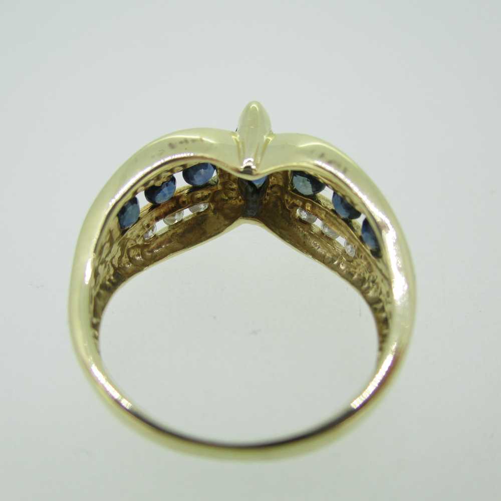 10k Yellow Gold Marquise Cut Sapphire and Diamond… - image 5