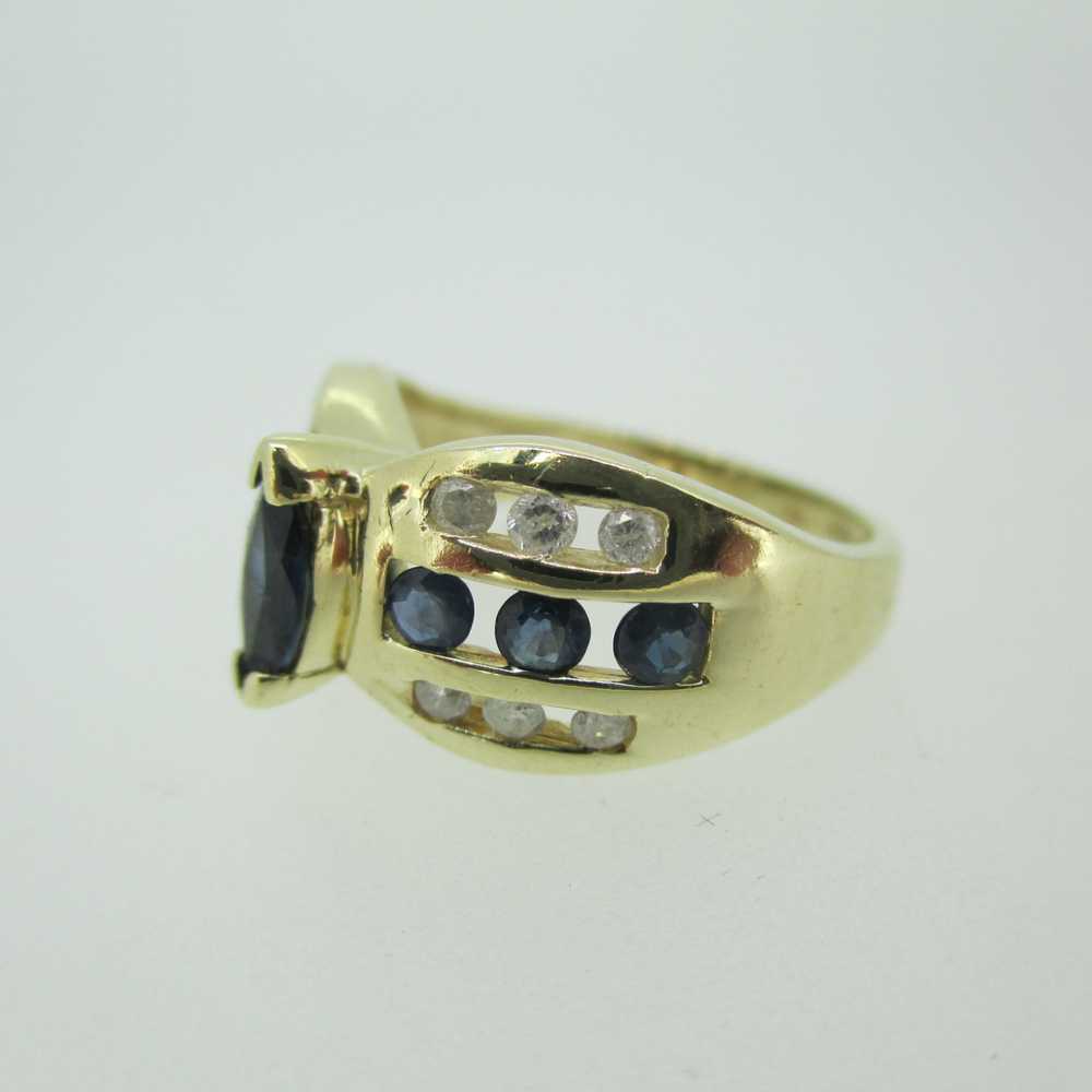 10k Yellow Gold Marquise Cut Sapphire and Diamond… - image 6