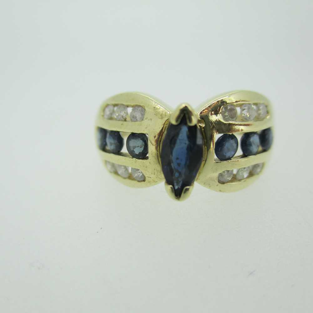 10k Yellow Gold Marquise Cut Sapphire and Diamond… - image 8