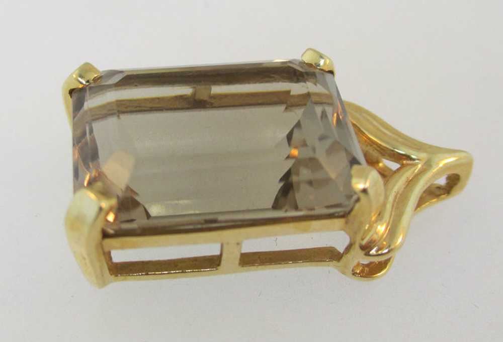 14k Yellow Gold Large Light Colored Smoky Rectang… - image 3