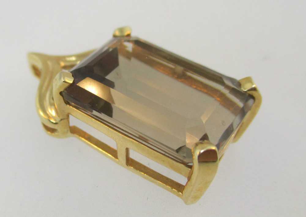 14k Yellow Gold Large Light Colored Smoky Rectang… - image 5