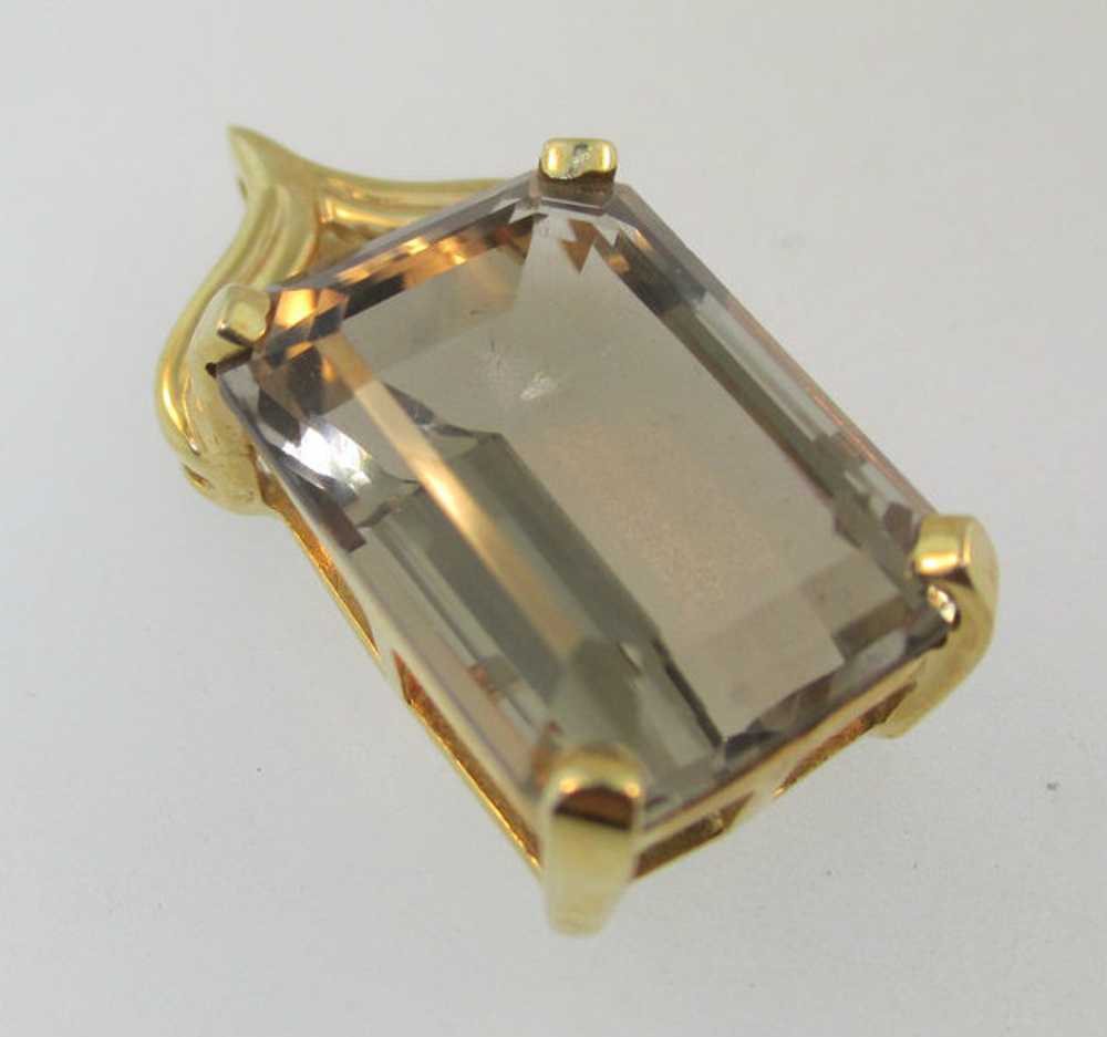 14k Yellow Gold Large Light Colored Smoky Rectang… - image 7