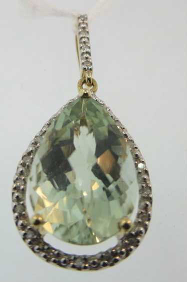 Beautiful 10k Yellow Gold Pear Shape Green Quartz… - image 1