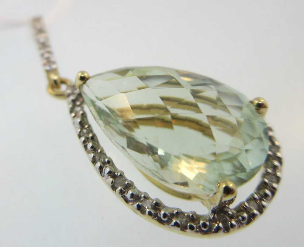 Beautiful 10k Yellow Gold Pear Shape Green Quartz… - image 3