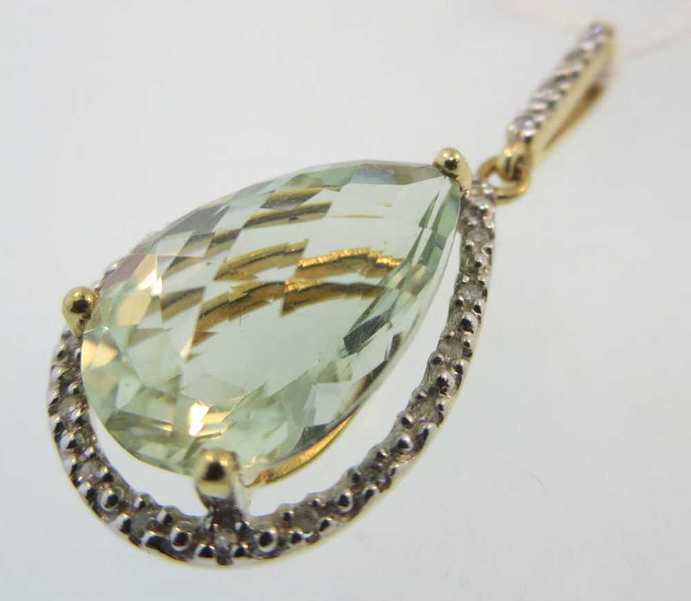 Beautiful 10k Yellow Gold Pear Shape Green Quartz… - image 4