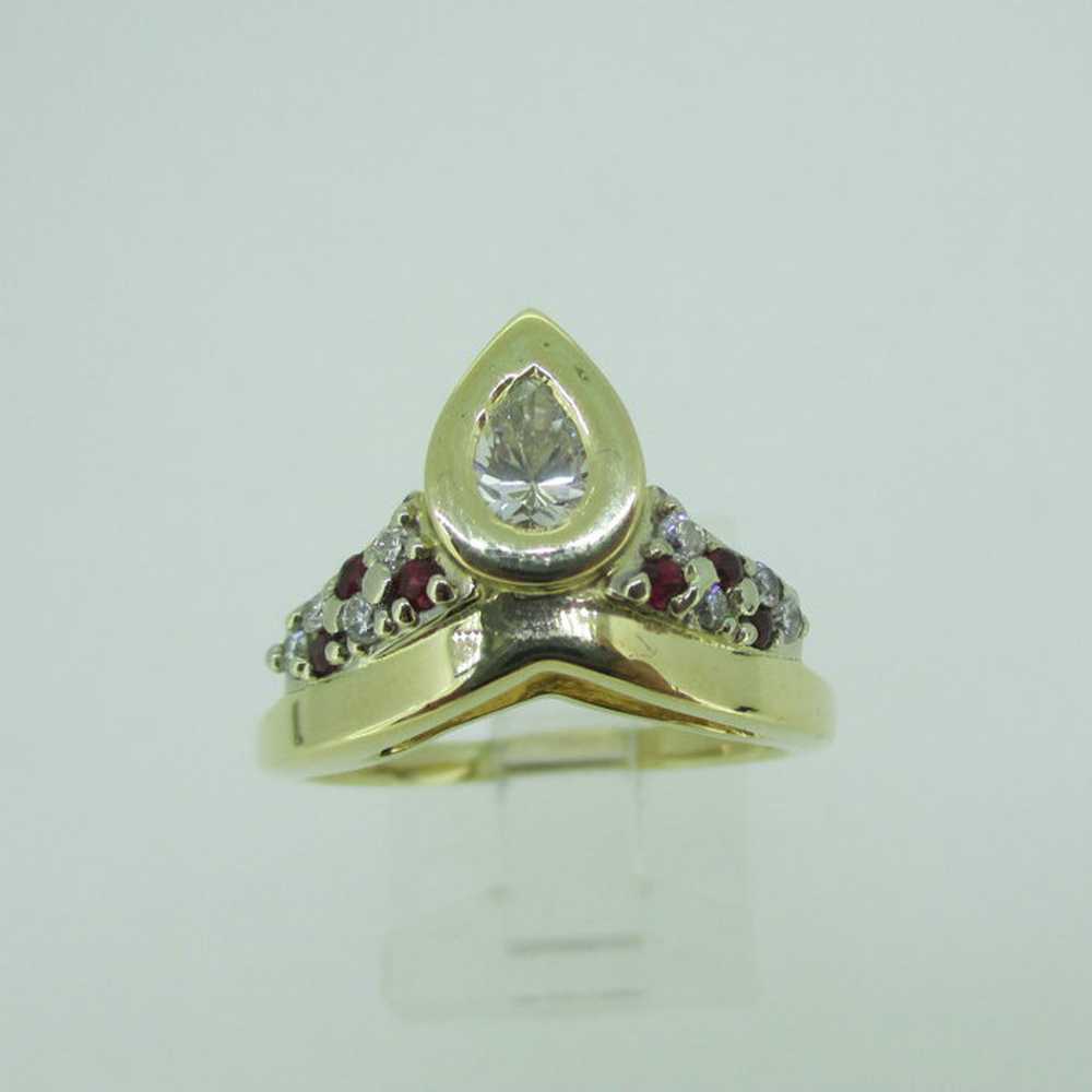 14k Yellow Gold Approx .40ct Pear Shape Diamond R… - image 4