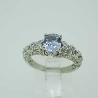 18k White God .89ct Sapphire Ring with .43ct TW Di