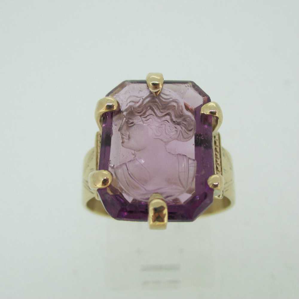 Vintage 1800's 10k Amethyst Cameo Ring Size 9 - image 2