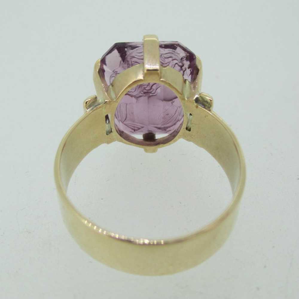 Vintage 1800's 10k Amethyst Cameo Ring Size 9 - image 5