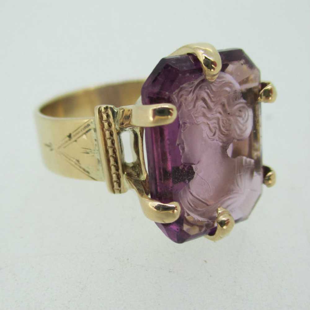 Vintage 1800's 10k Amethyst Cameo Ring Size 9 - image 6