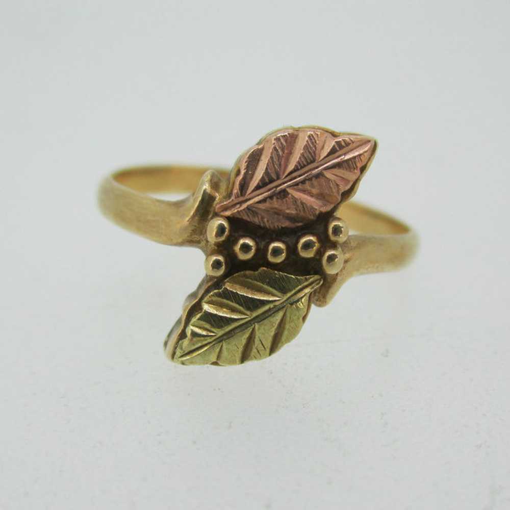 10k Coleman Co Black Hills Gold Leaf Design Ring … - image 1