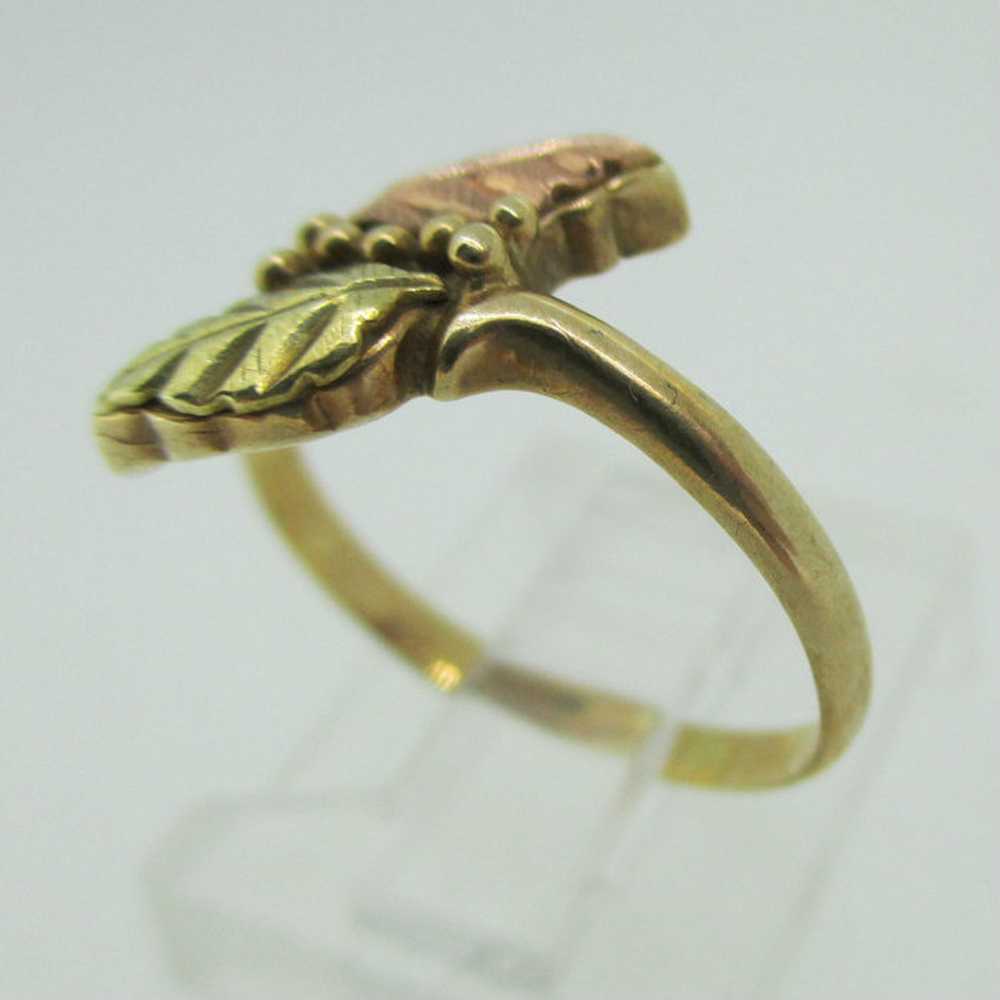 10k Coleman Co Black Hills Gold Leaf Design Ring … - image 4