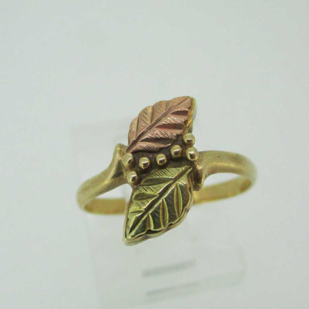 10k Coleman Co Black Hills Gold Leaf Design Ring … - image 5