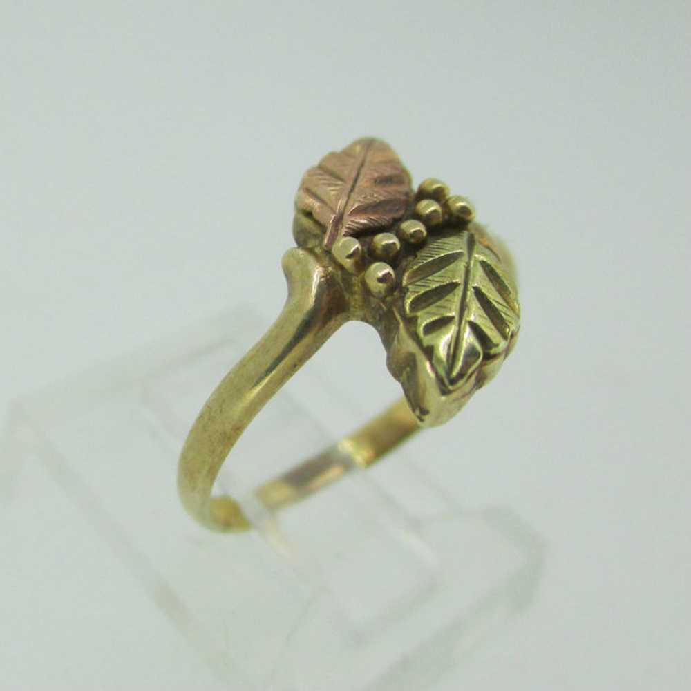 10k Coleman Co Black Hills Gold Leaf Design Ring … - image 6