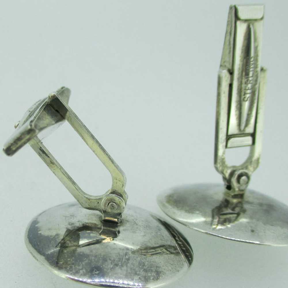 Hammered Sterling Silver Cuff Links with Green Py… - image 8