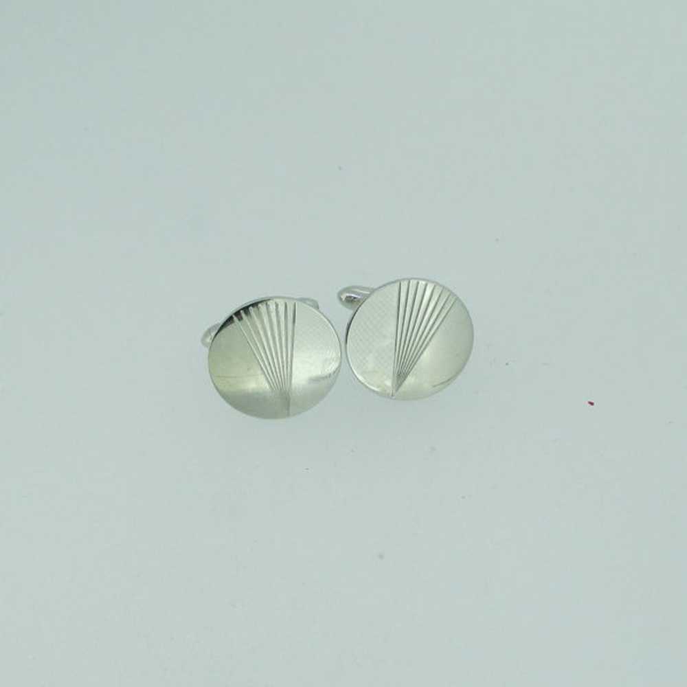 Sterling Silver Swank Round Cuff Links - image 1