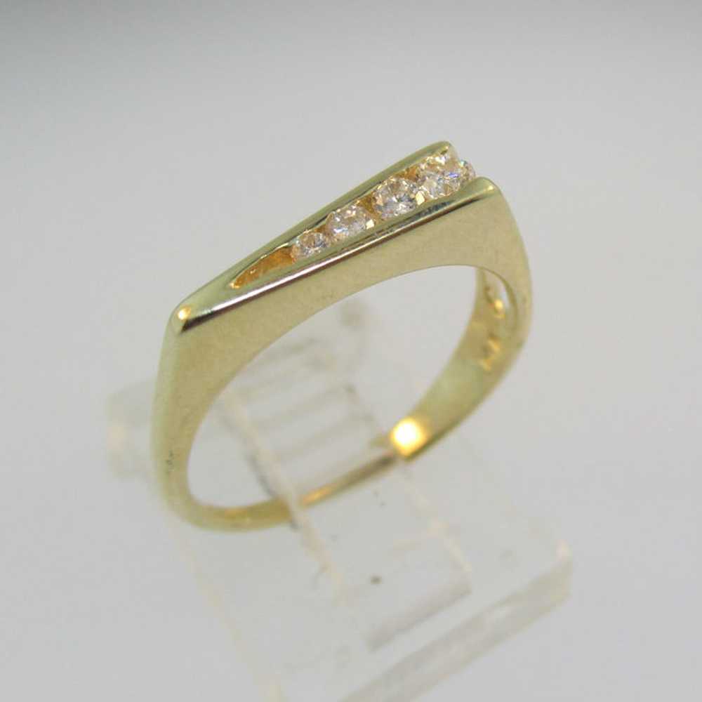 14k Yellow Gold Diamond Band Size 6 1/2 - image 3