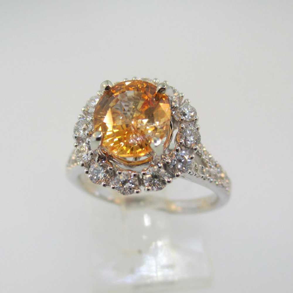 14k White Gold 1.94ct Orange Sapphire Ring With A… - image 1